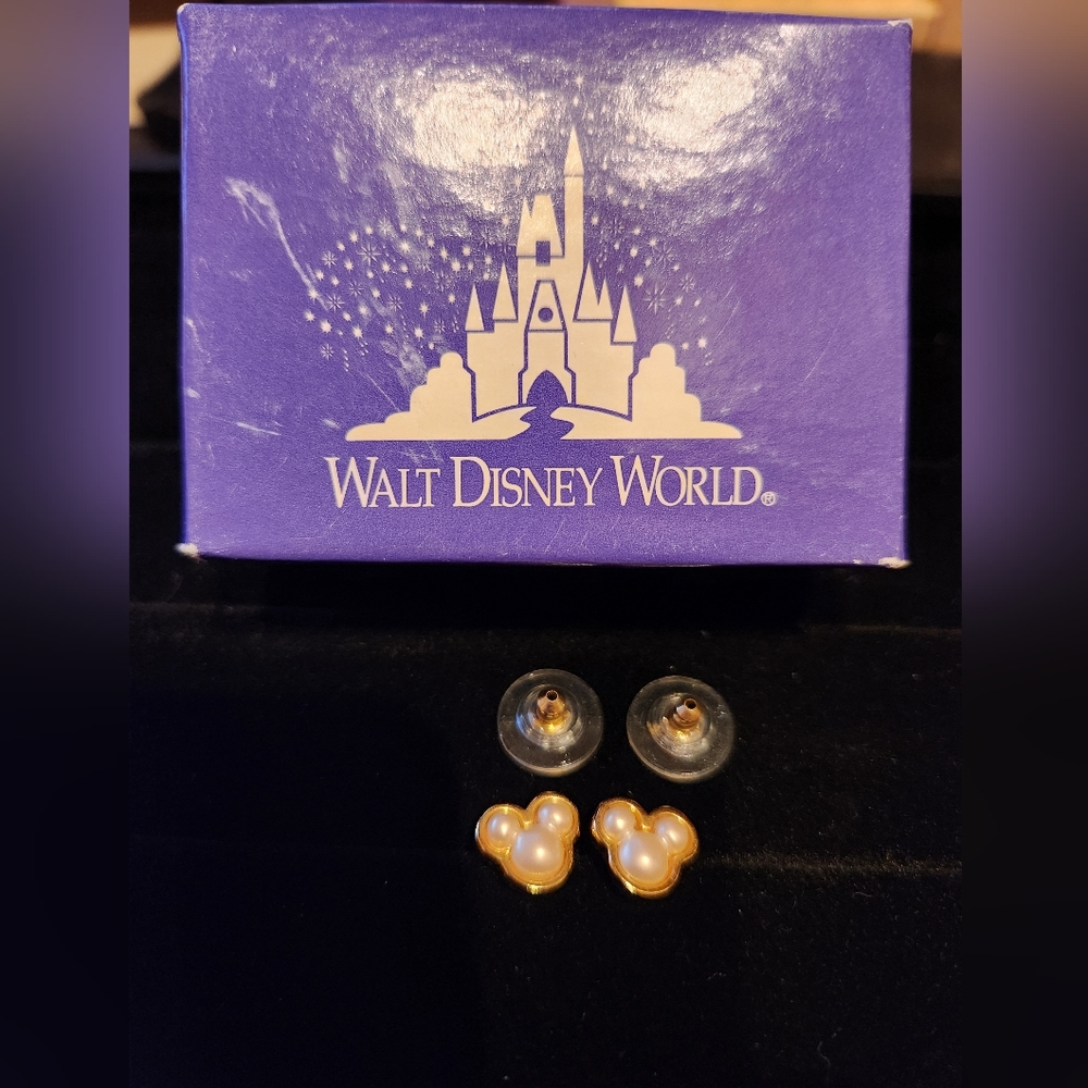 Vintage Faux Pearl Mickey Earrings - Picture 2 of 3